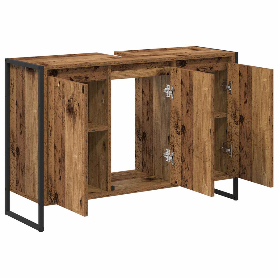 Badkamer Kast met opslag Oud Hout 90 x 30 x 60 cm Bewerkt hout