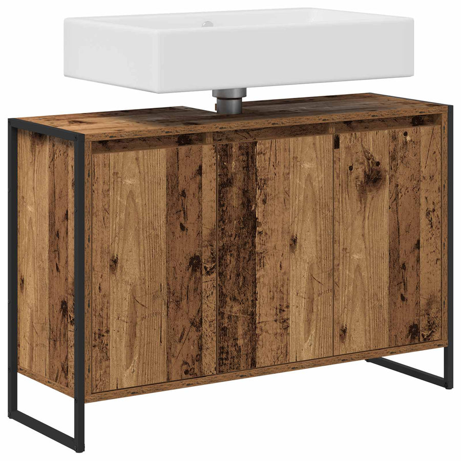 Badkamer Kast met opslag Oud Hout 90 x 30 x 60 cm Bewerkt hout