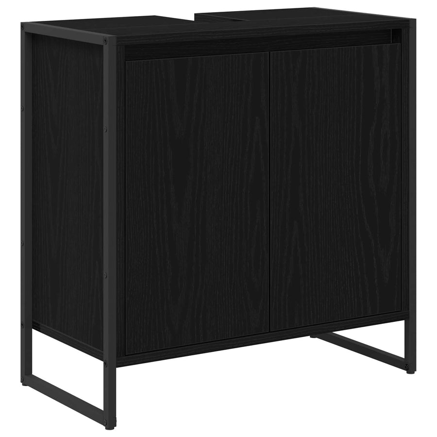 Badkamer Kast Zwart Eiken 60 x 30 x 60 cm Bewerkt hout