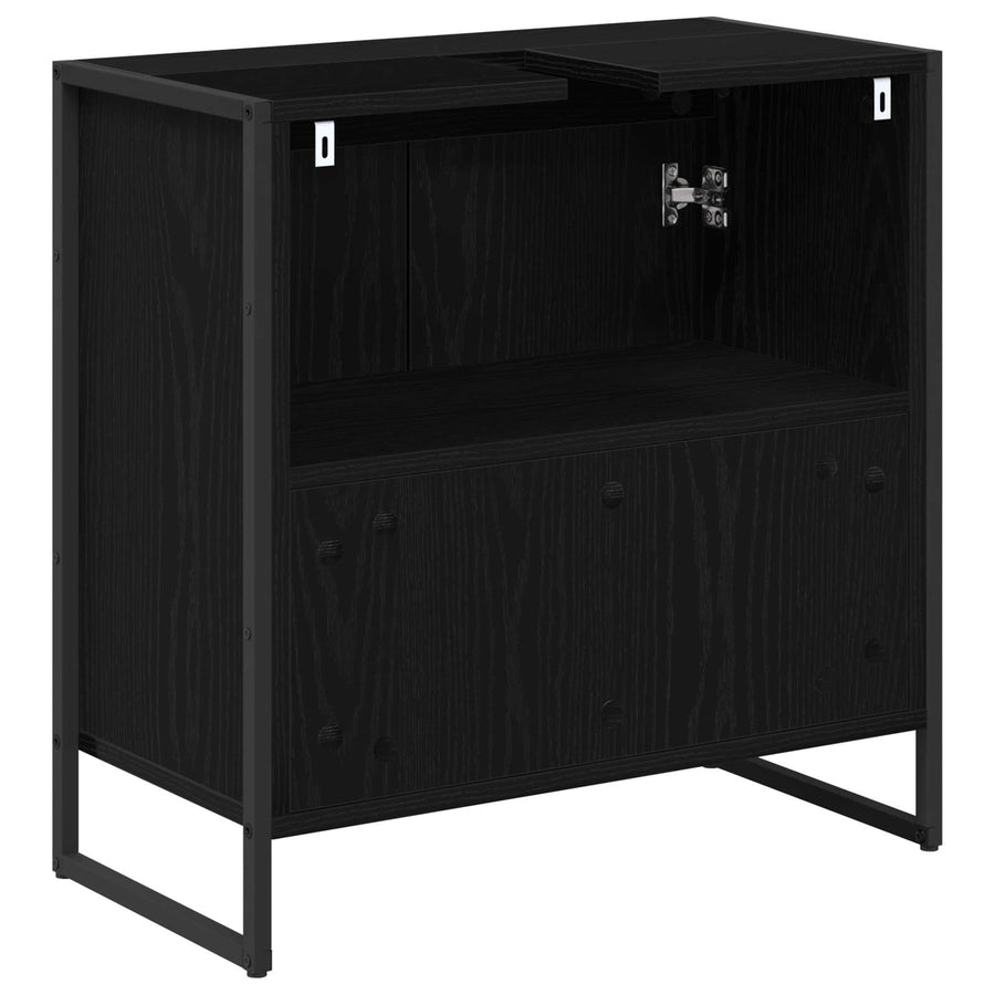 Badkamer Kast Zwart Eiken 60 x 30 x 60 cm Bewerkt hout