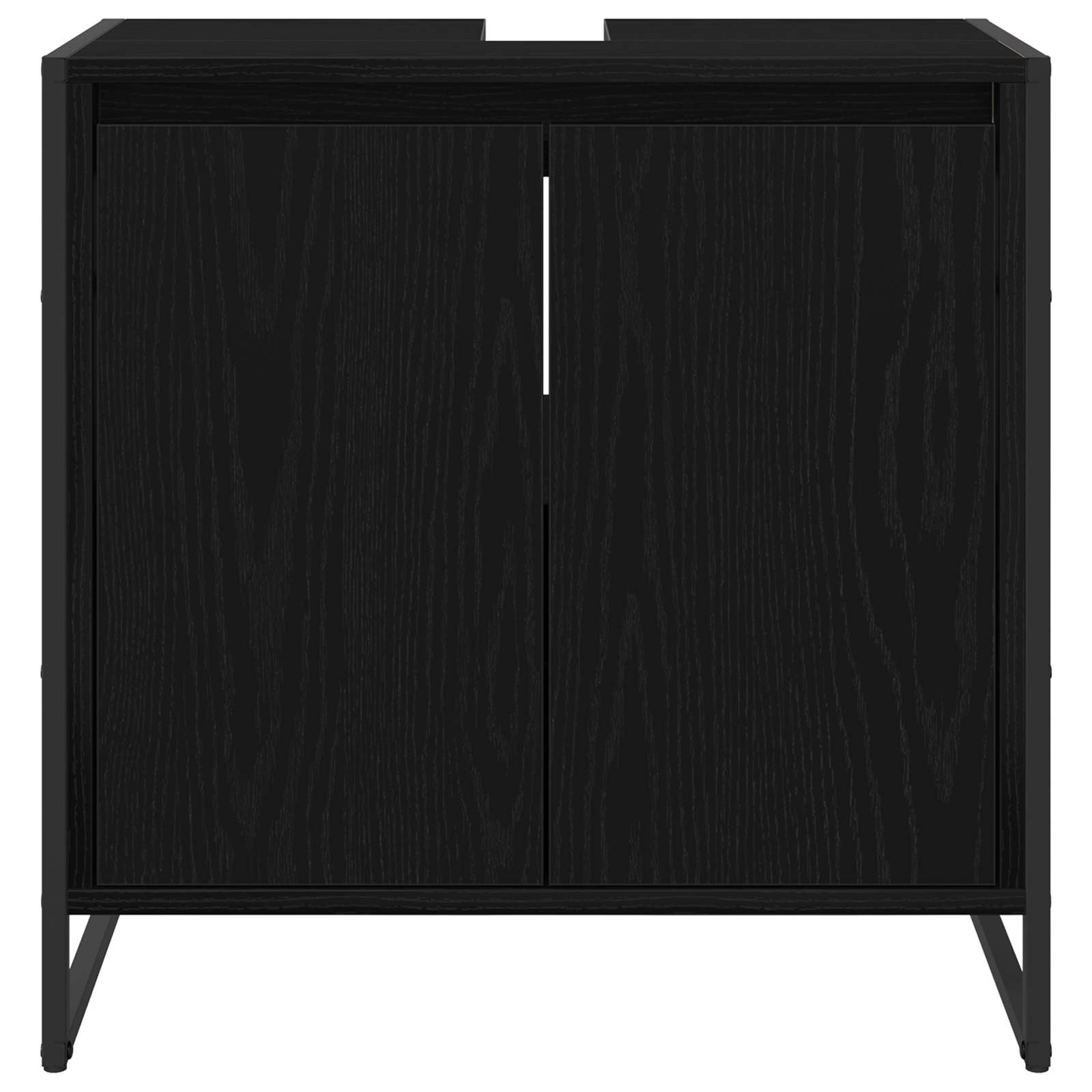 Badkamer Kast Zwart Eiken 60 x 30 x 60 cm Bewerkt hout