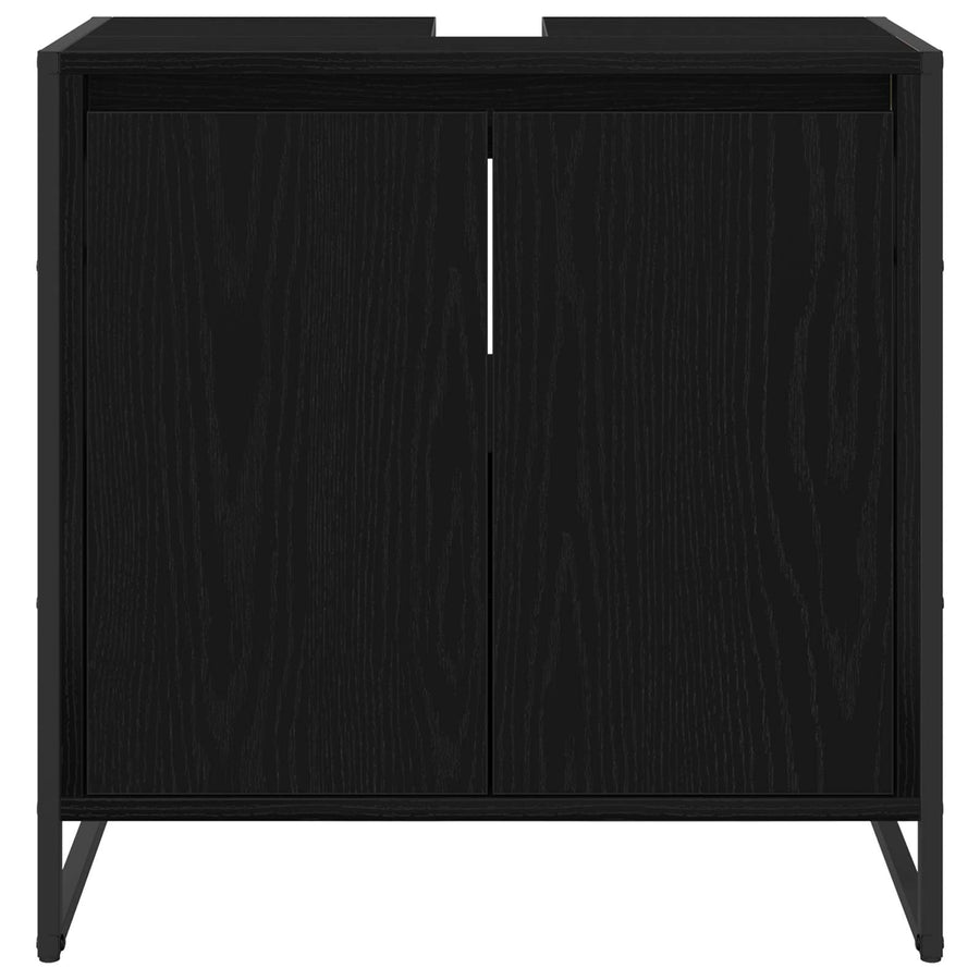 Badkamer Kast Zwart Eiken 60 x 30 x 60 cm Bewerkt hout