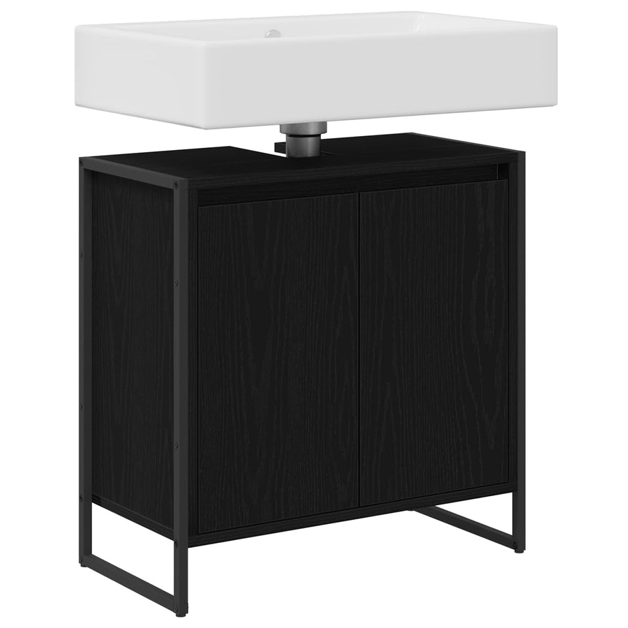 Badkamer Kast Zwart Eiken 60 x 30 x 60 cm Bewerkt hout