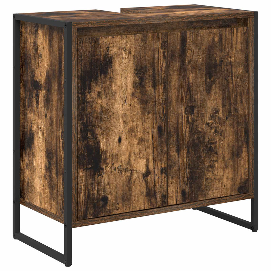 Badkamer Kast met opslag Rook Eik 60 x 30 x 60 cm Bewerkt hout