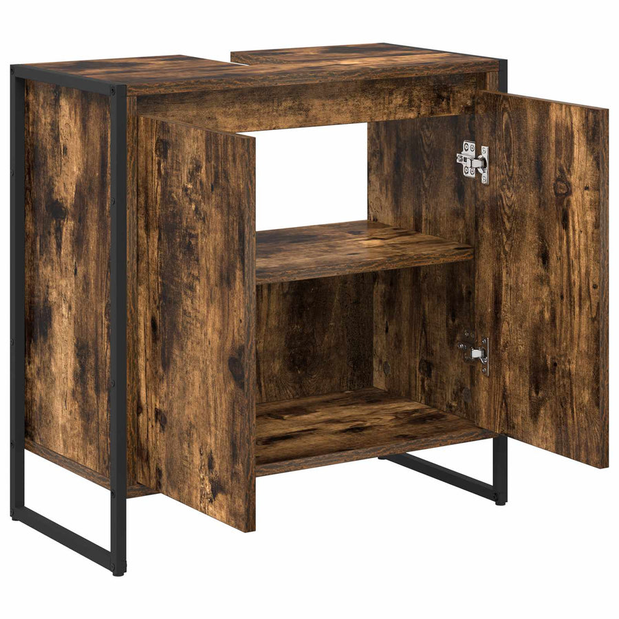 Badkamer Kast met opslag Rook Eik 60 x 30 x 60 cm Bewerkt hout