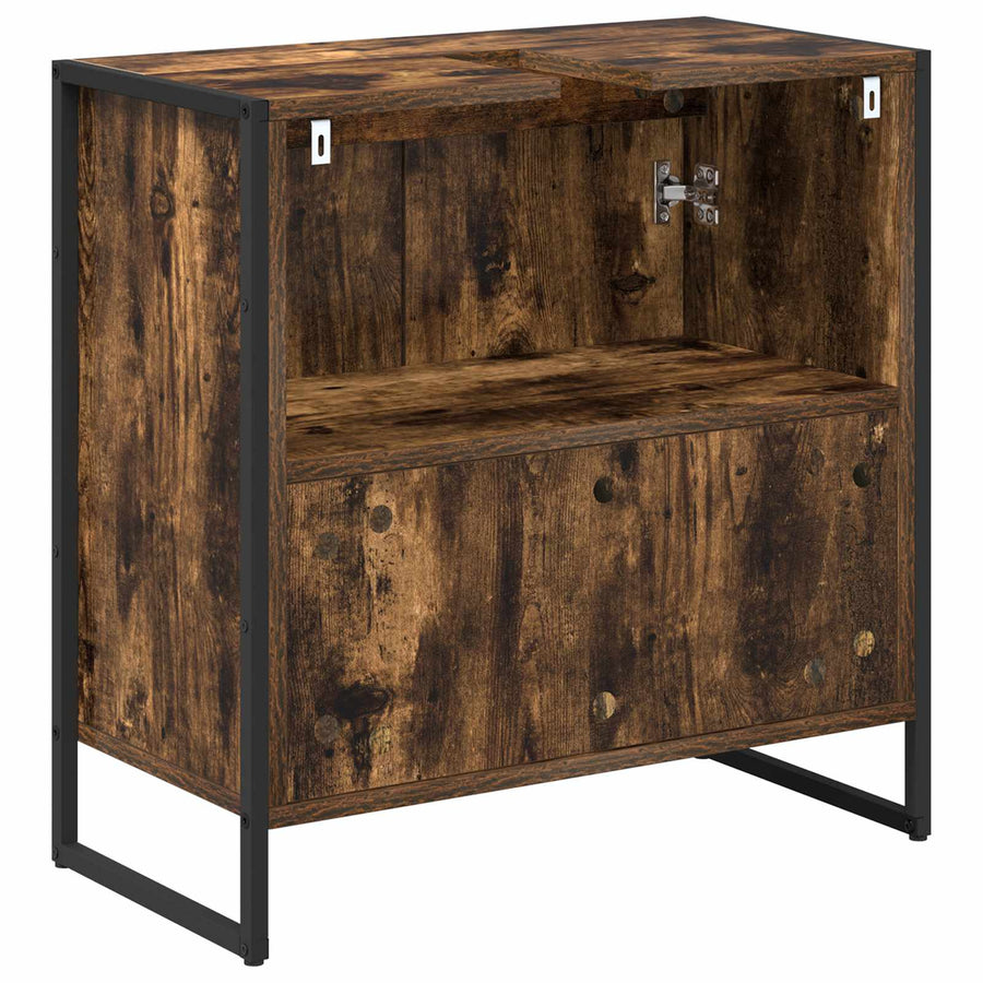 Badkamer Kast met opslag Rook Eik 60 x 30 x 60 cm Bewerkt hout