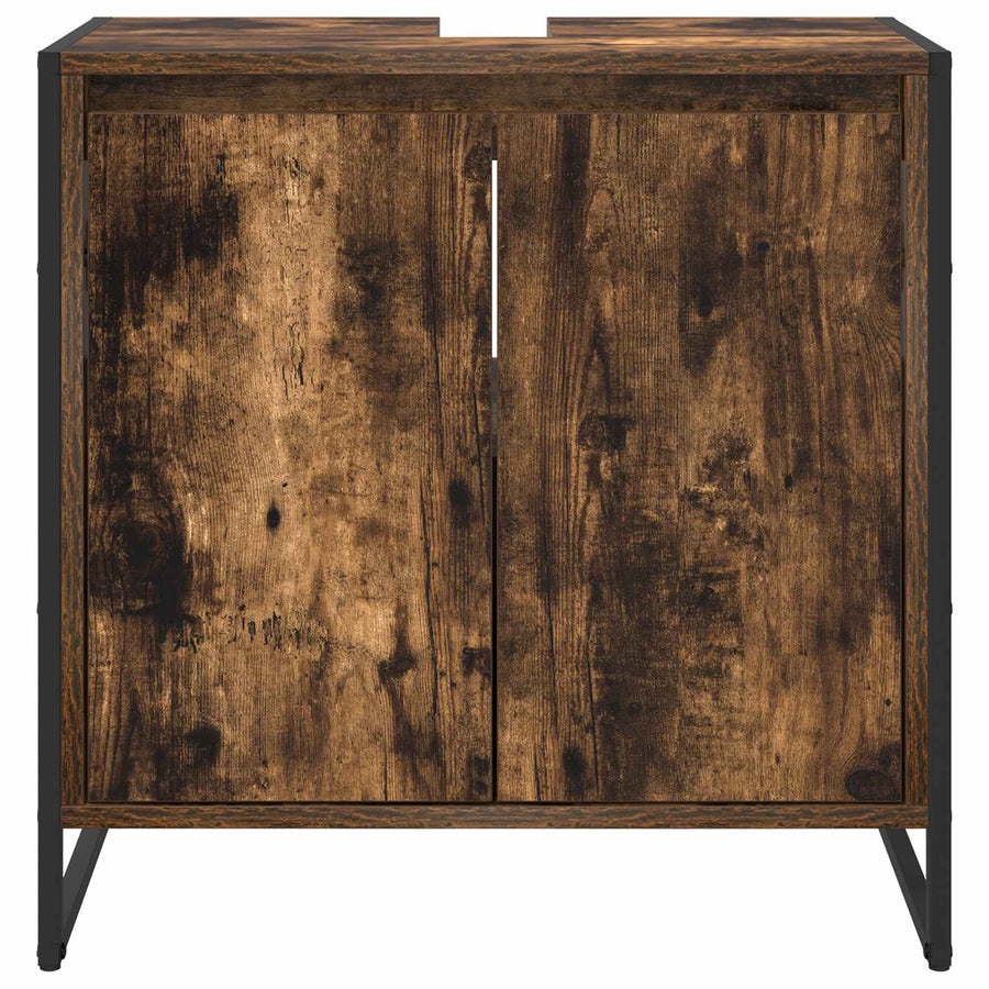 Badkamer Kast met opslag Rook Eik 60 x 30 x 60 cm Bewerkt hout