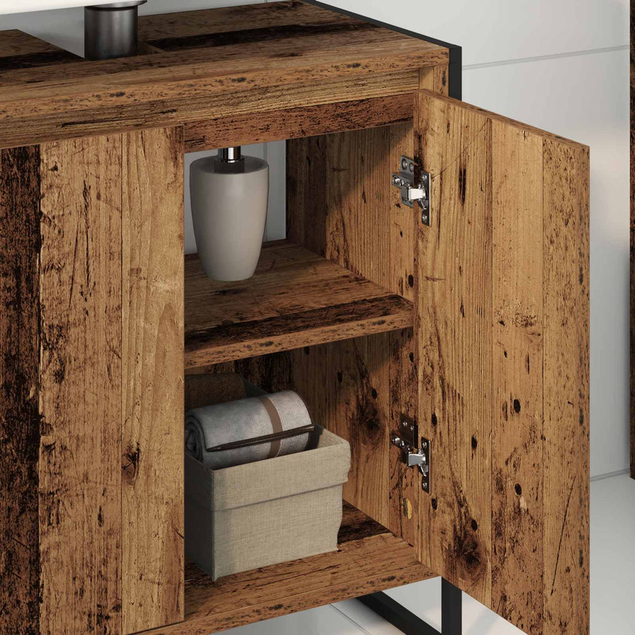 Badkamer Kast met opslag Oud Hout 60 x 30 x 60 cm Bewerkt hout