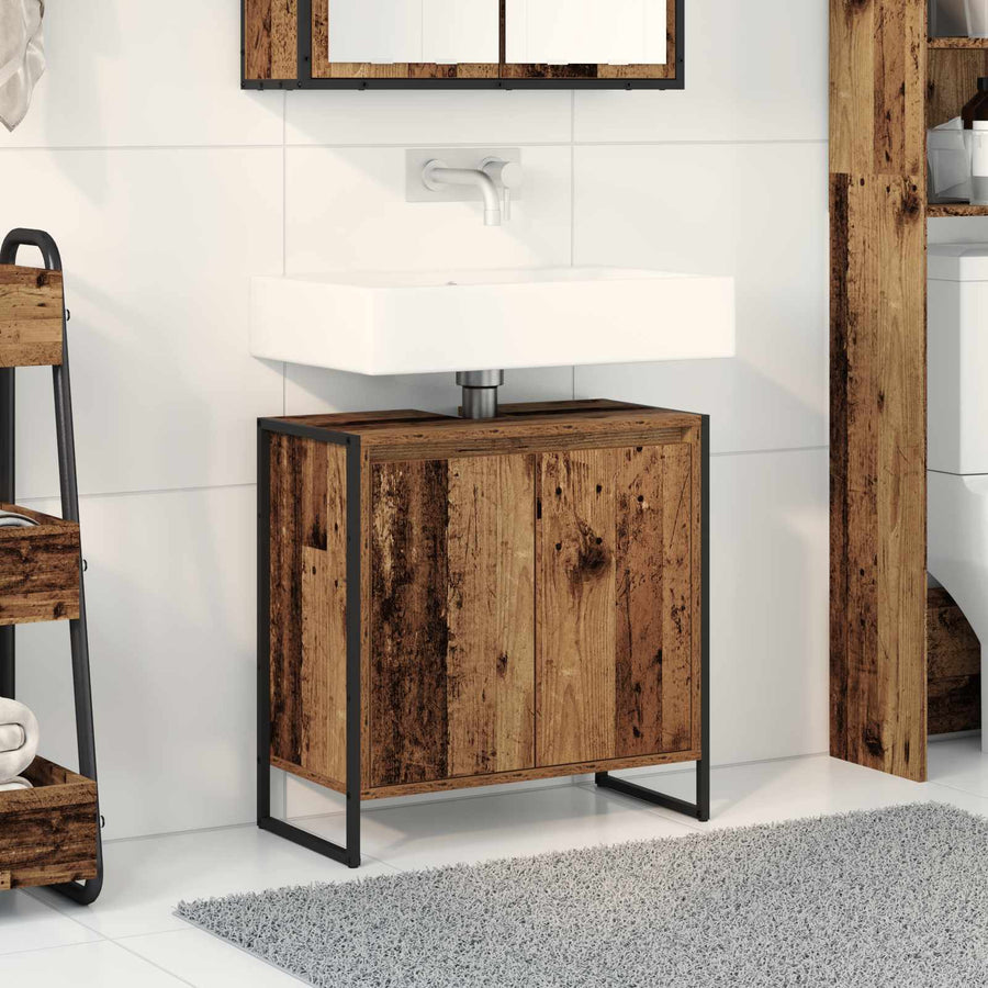 Badkamer Kast met opslag Oud Hout 60 x 30 x 60 cm Bewerkt hout