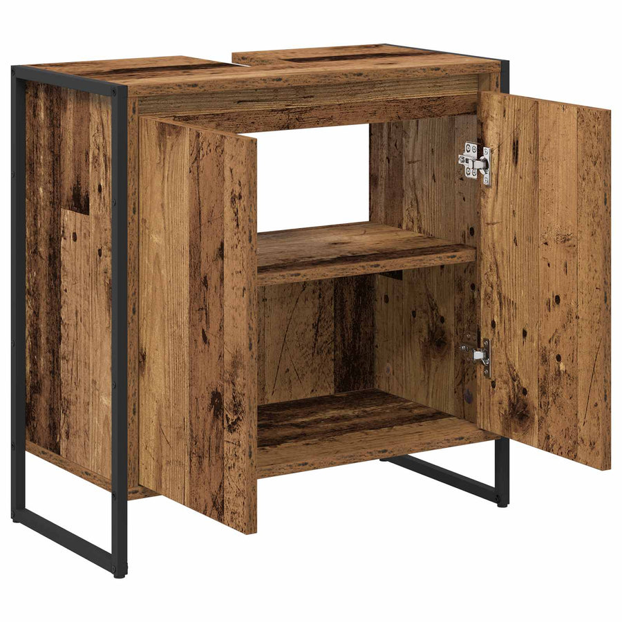 Badkamer Kast met opslag Oud Hout 60 x 30 x 60 cm Bewerkt hout