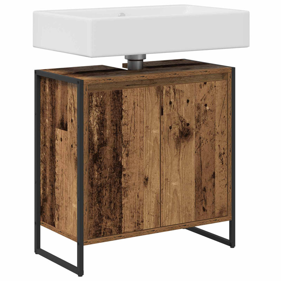 Badkamer Kast met opslag Oud Hout 60 x 30 x 60 cm Bewerkt hout