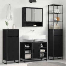 Badkamer Kast Zwart Eiken 40 x 30 x 180 cm Bewerkt hout