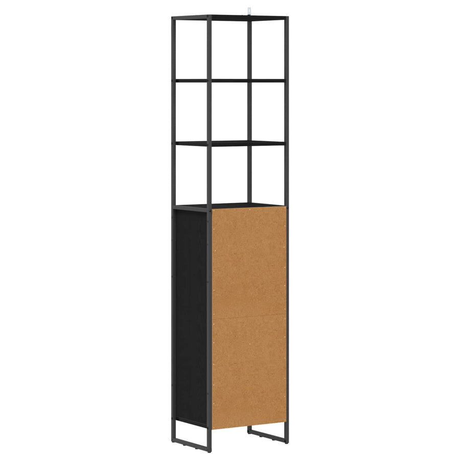 Badkamer Kast Zwart Eiken 40 x 30 x 180 cm Bewerkt hout