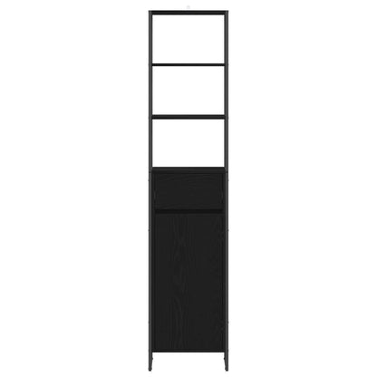 Badkamer Kast Zwart Eiken 40 x 30 x 180 cm Bewerkt hout
