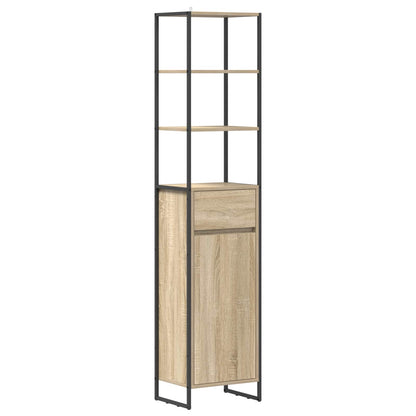 Badkamer Kast met lade Sonoma 40 x 30 x 180 cm Bewerkt hout