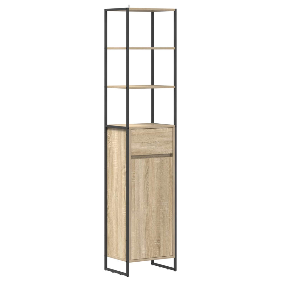 Badkamer Kast met lade Sonoma 40 x 30 x 180 cm Bewerkt hout