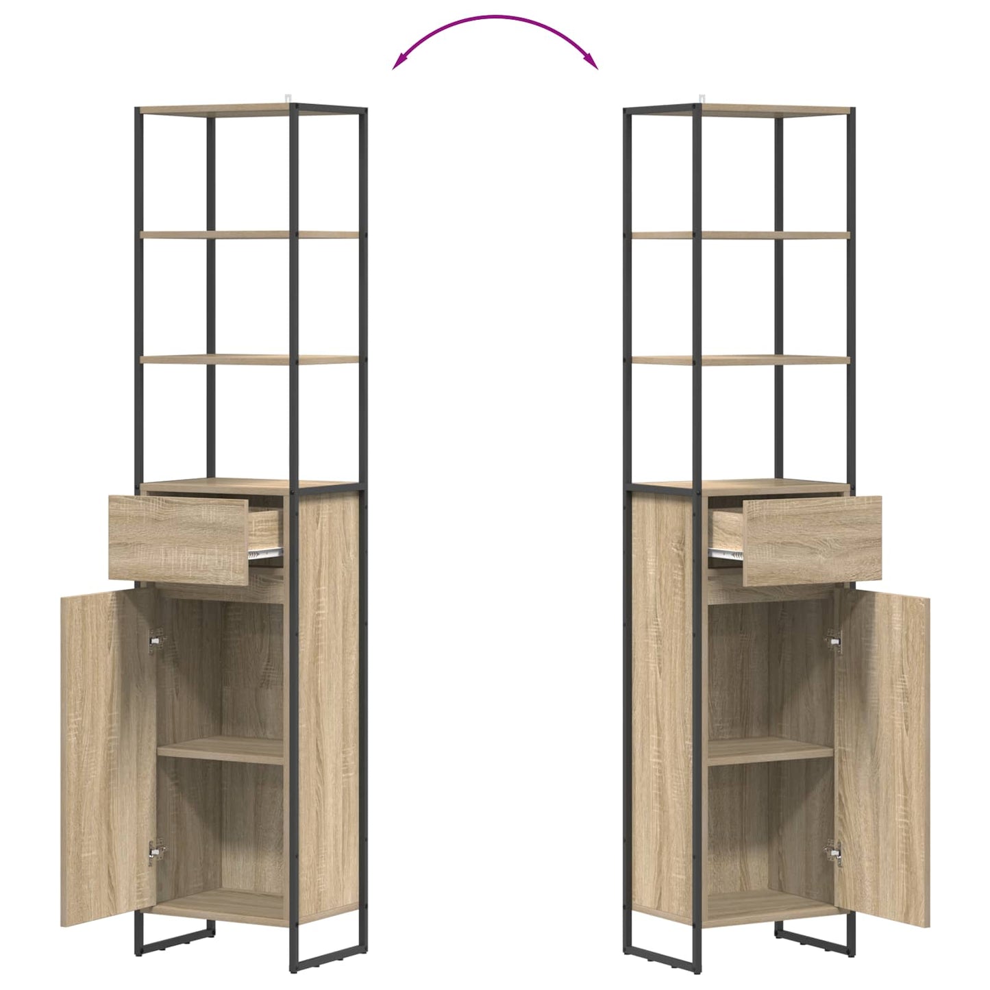 Badkamer Kast met lade Sonoma 40 x 30 x 180 cm Bewerkt hout