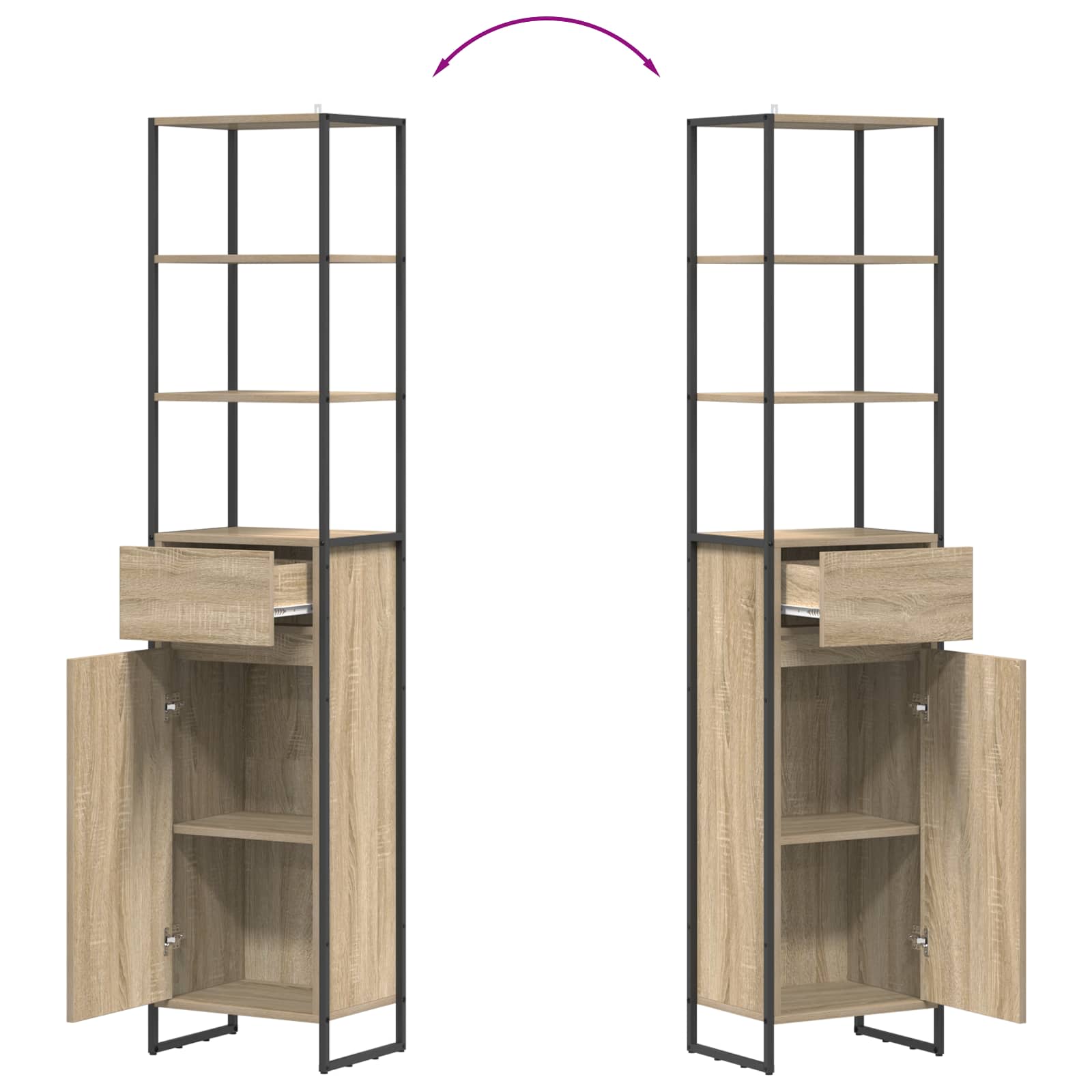 Badkamer Kast met lade Sonoma 40 x 30 x 180 cm Bewerkt hout