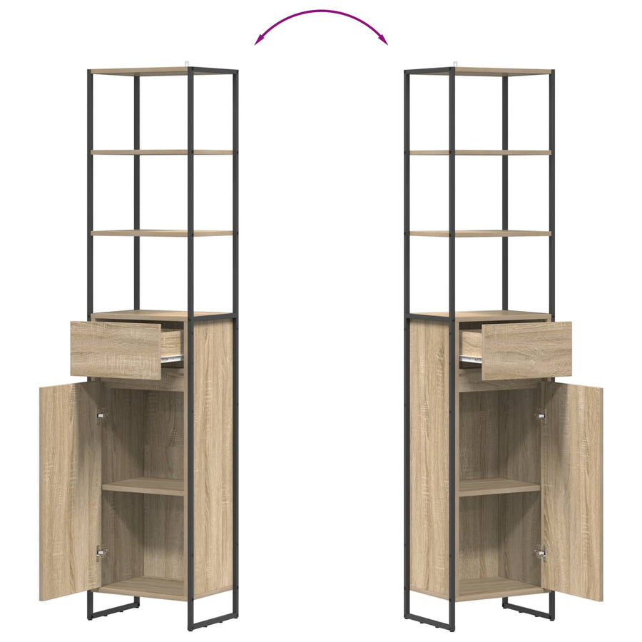 Badkamer Kast met lade Sonoma 40 x 30 x 180 cm Bewerkt hout