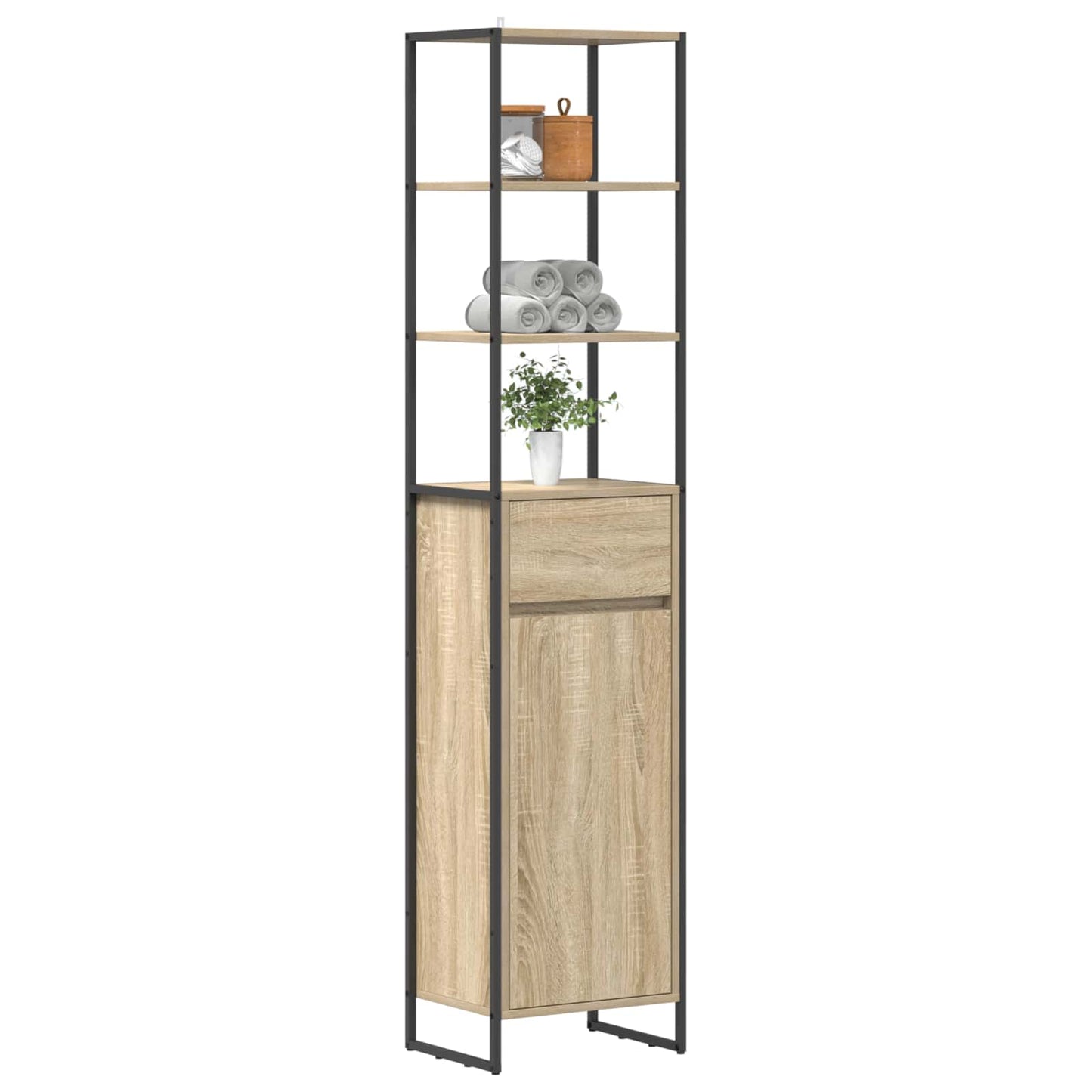 Badkamer Kast met lade Sonoma 40 x 30 x 180 cm Bewerkt hout