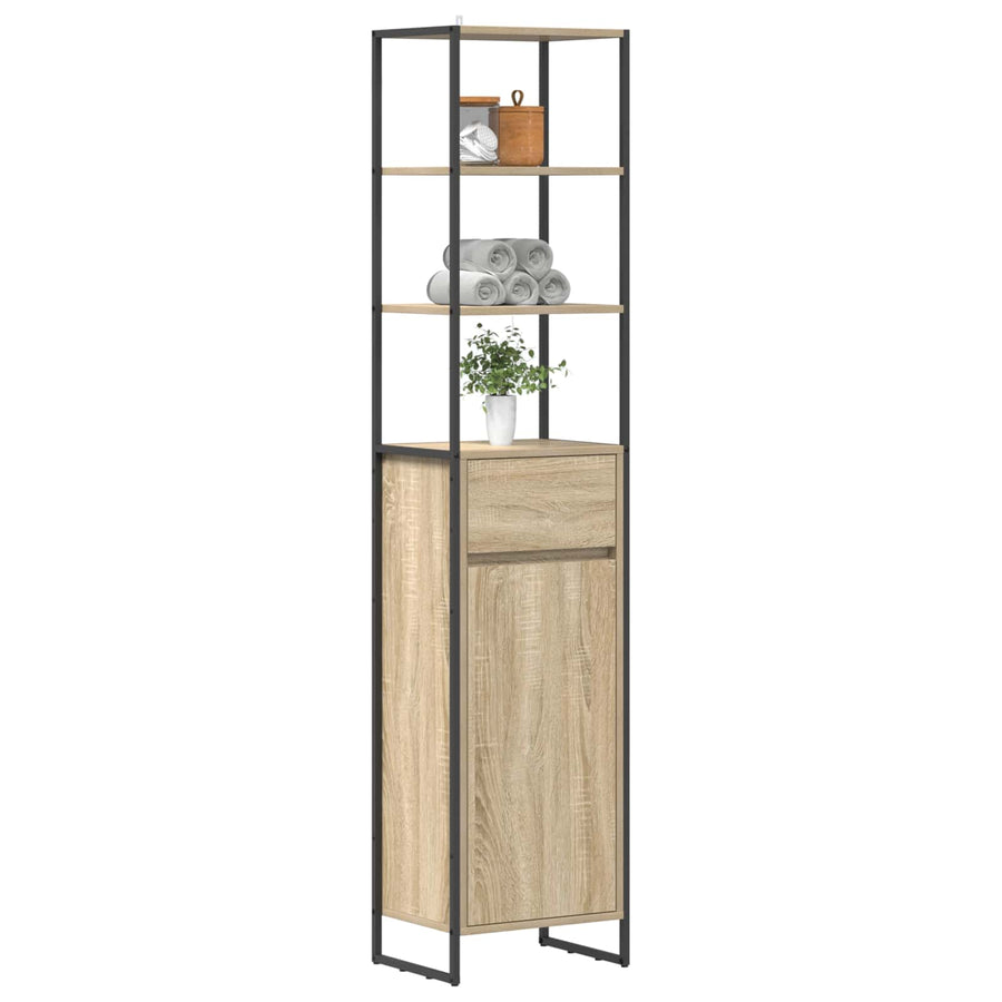 Badkamer Kast met lade Sonoma 40 x 30 x 180 cm Bewerkt hout