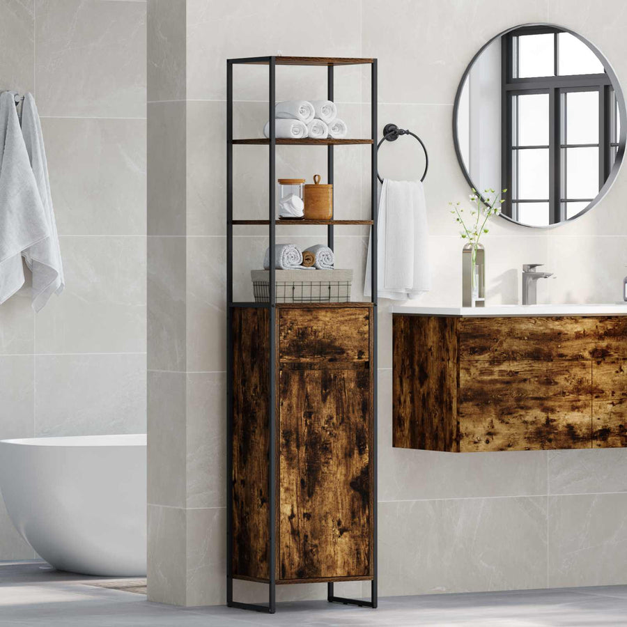Badkamer Kast met lade Rook Eik 40 x 30 x 180 cm Bewerkt hout