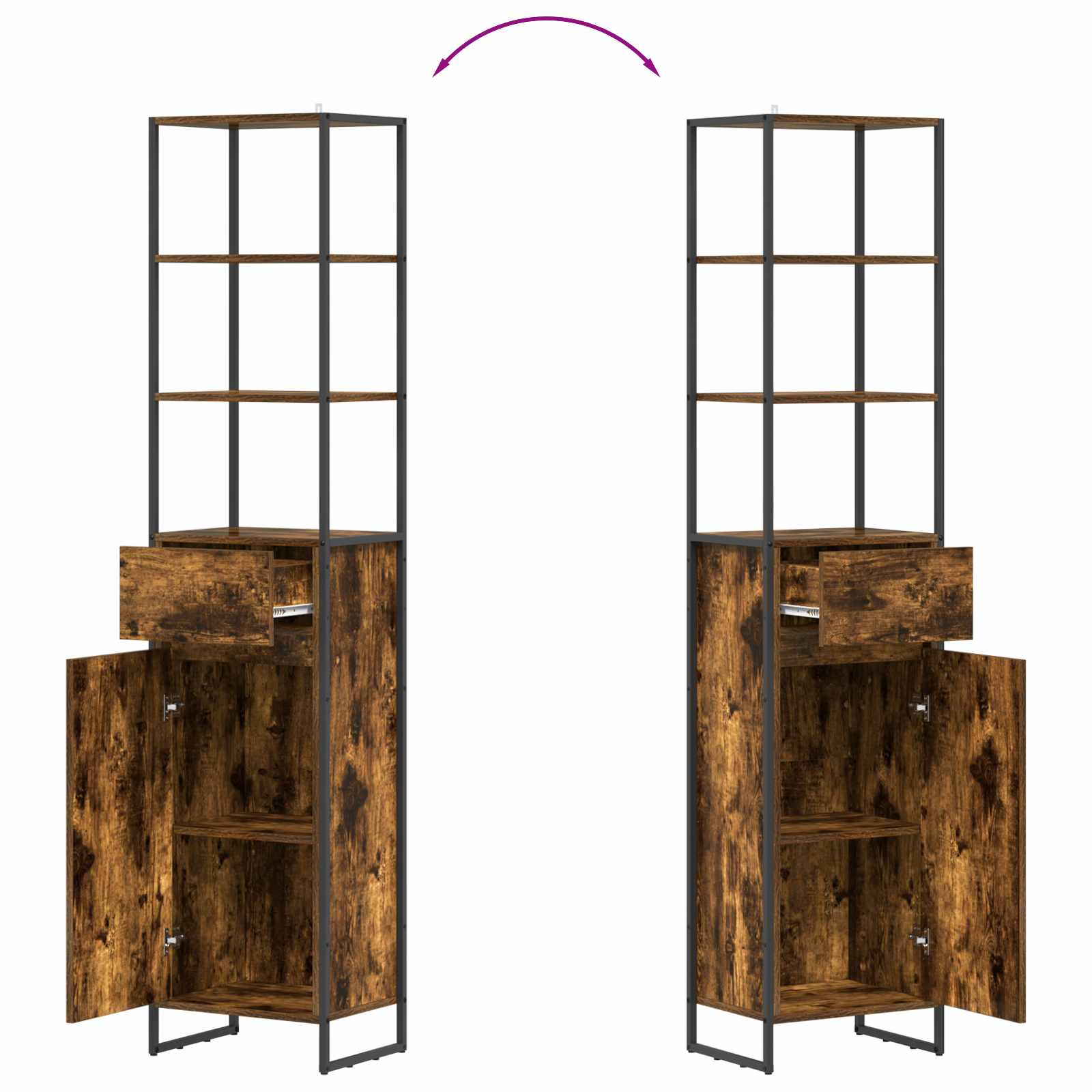 Badkamer Kast met lade Rook Eik 40 x 30 x 180 cm Bewerkt hout