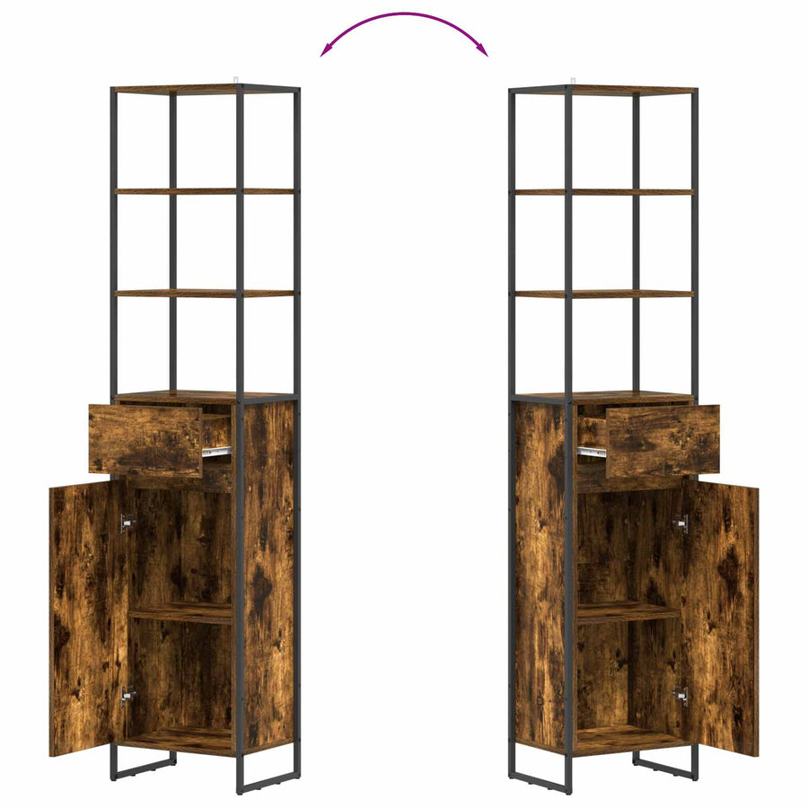 Badkamer Kast met lade Rook Eik 40 x 30 x 180 cm Bewerkt hout