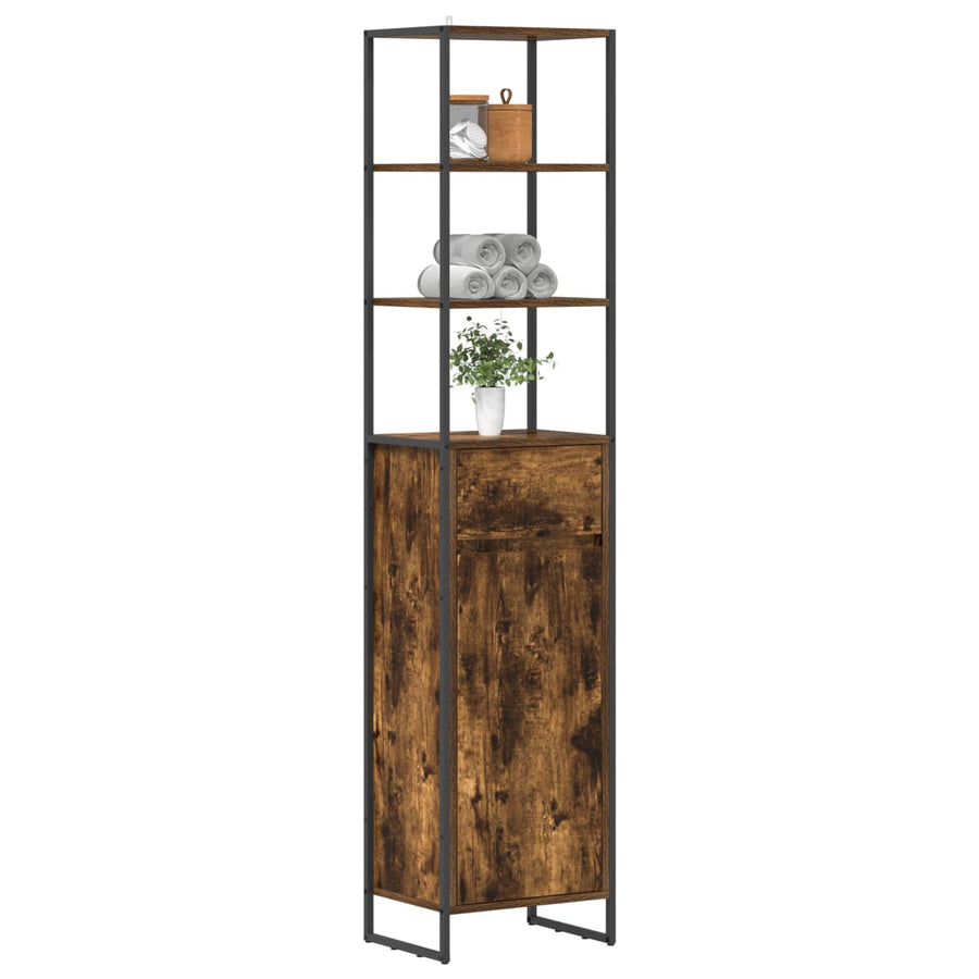 Badkamer Kast met lade Rook Eik 40 x 30 x 180 cm Bewerkt hout