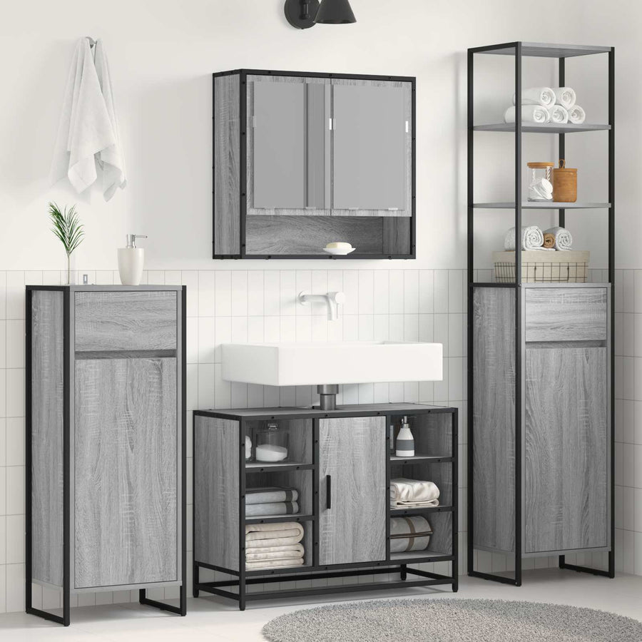 Badkamer Kast Grijs Sonoma 40 x 30 x 180 cm Bewerkt hout