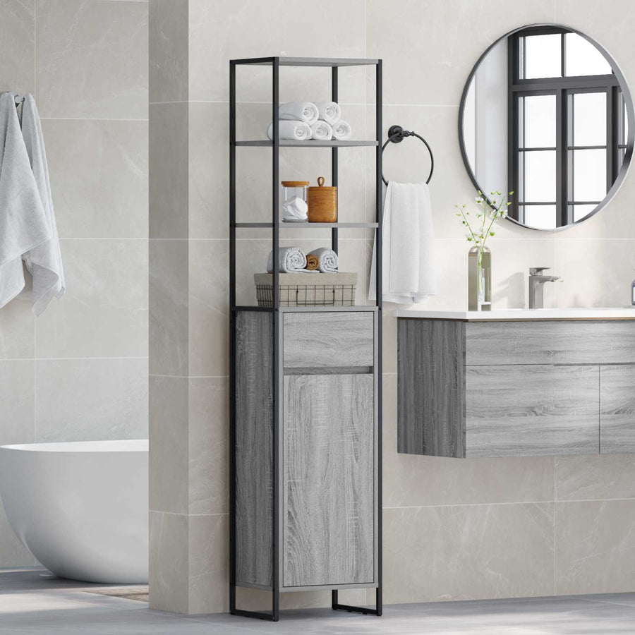 Badkamer Kast Grijs Sonoma 40 x 30 x 180 cm Bewerkt hout