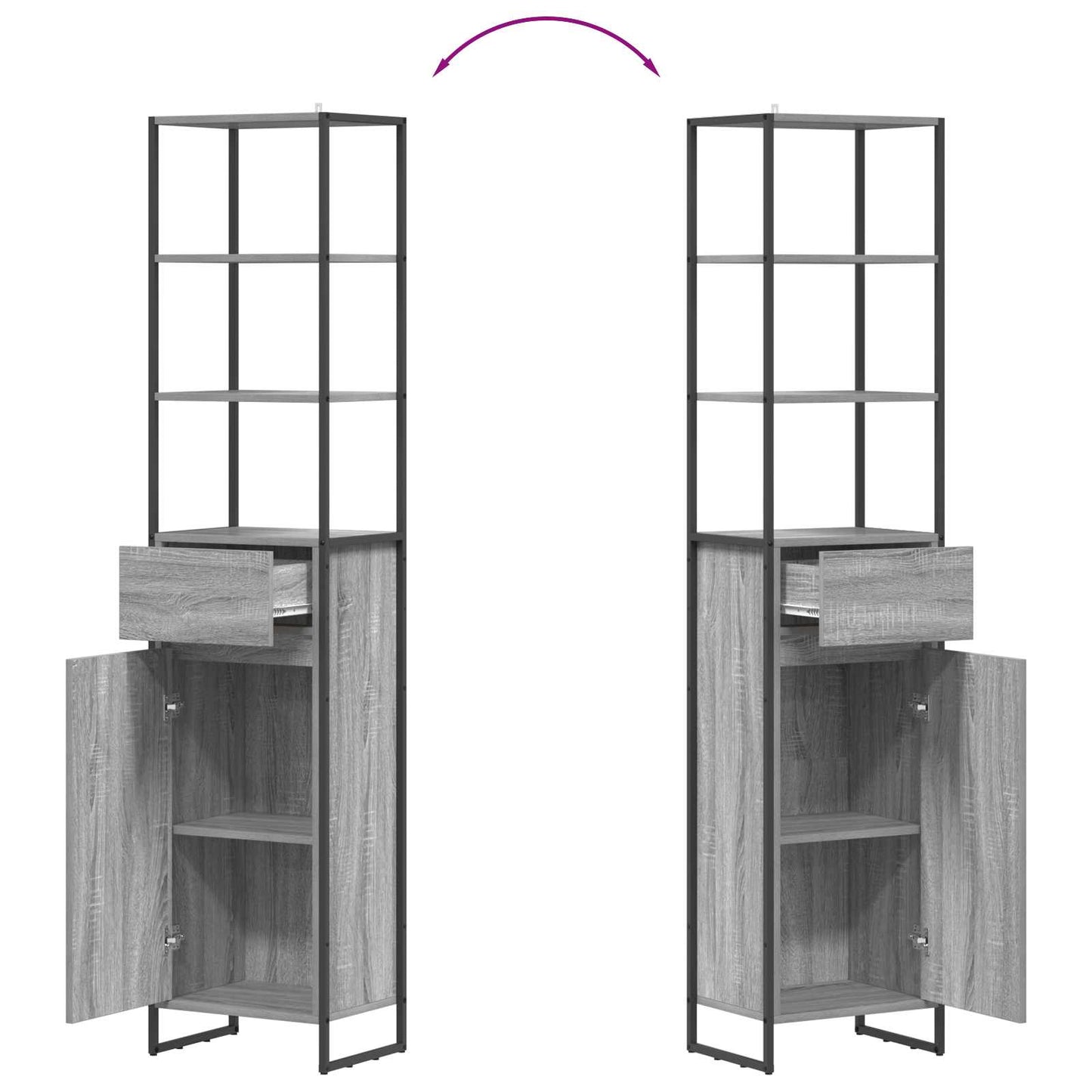 Badkamer Kast Grijs Sonoma 40 x 30 x 180 cm Bewerkt hout