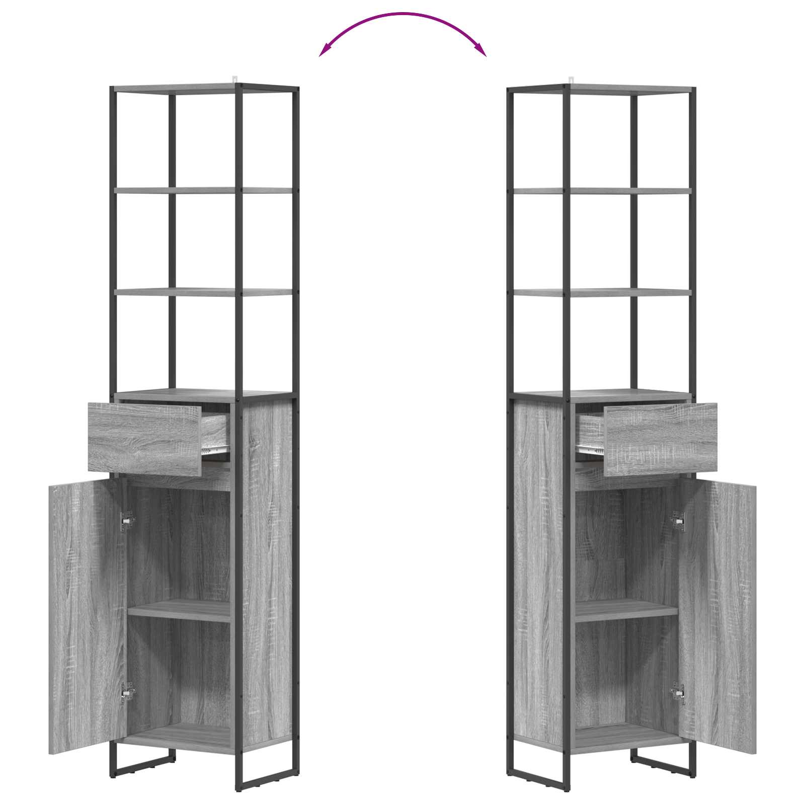 Badkamer Kast Grijs Sonoma 40 x 30 x 180 cm Bewerkt hout