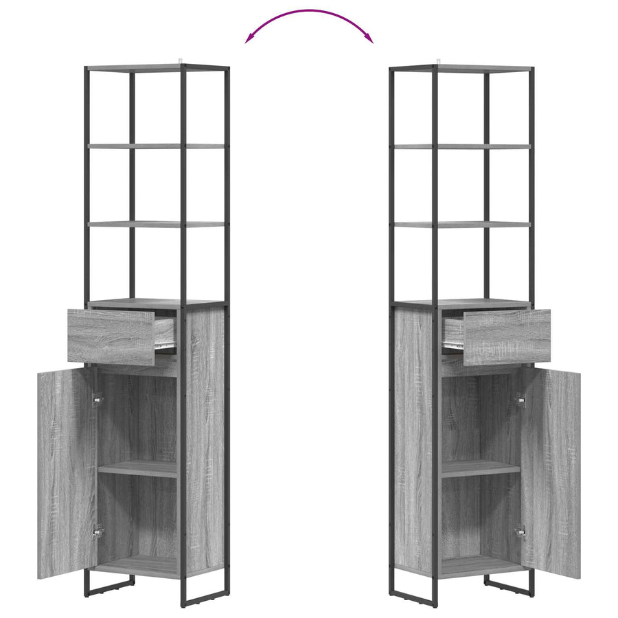 Badkamer Kast Grijs Sonoma 40 x 30 x 180 cm Bewerkt hout