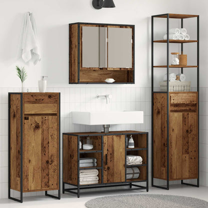 Badkamer Kast met lade Oud Hout 40 x 30 x 180 cm Bewerkt hout