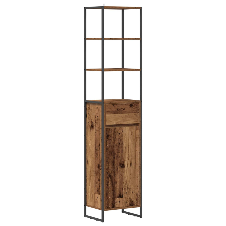 Badkamer Kast met lade Oud Hout 40 x 30 x 180 cm Bewerkt hout