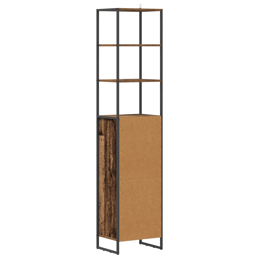 Badkamer Kast met lade Oud Hout 40 x 30 x 180 cm Bewerkt hout
