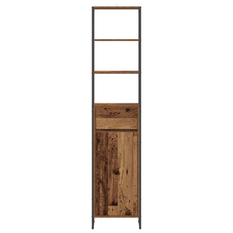 Badkamer Kast met lade Oud Hout 40 x 30 x 180 cm Bewerkt hout