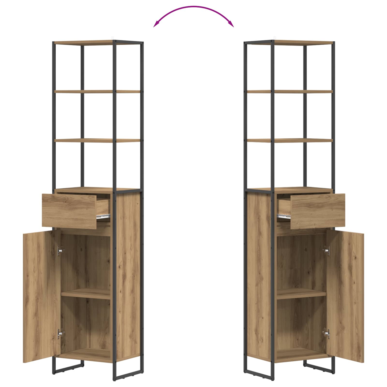 Badkamer Kast Ambachtelijk eiken 40 x 30 x 180 cm Bewerkt hout