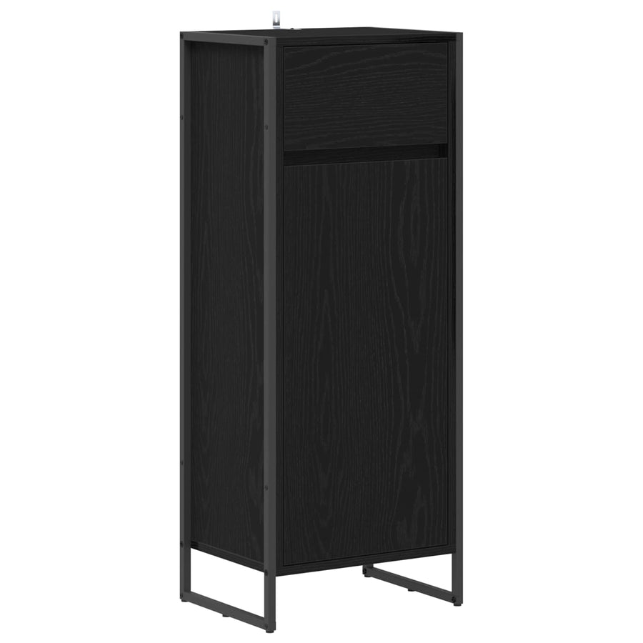 Badkamer Kast Zwart Eiken 40 x 30 x 100 cm Bewerkt hout