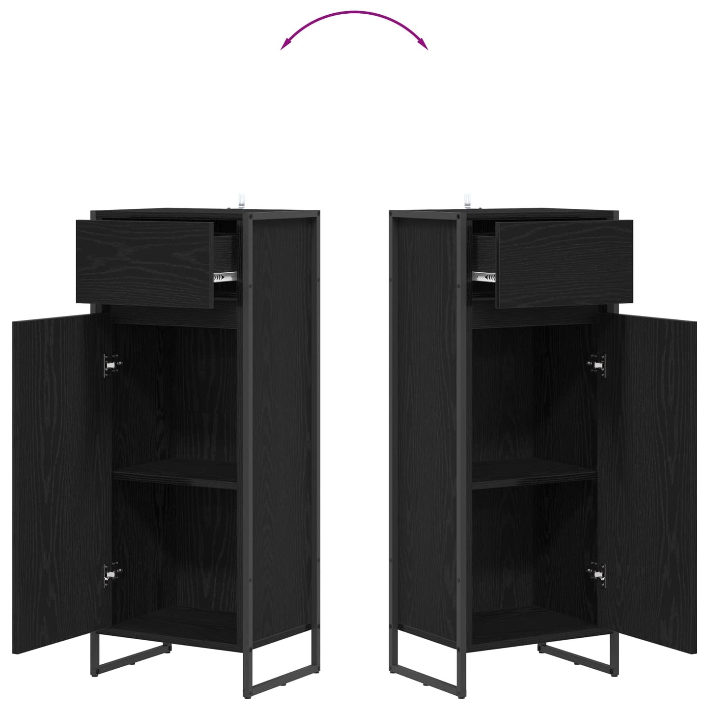 Badkamer Kast Zwart Eiken 40 x 30 x 100 cm Bewerkt hout