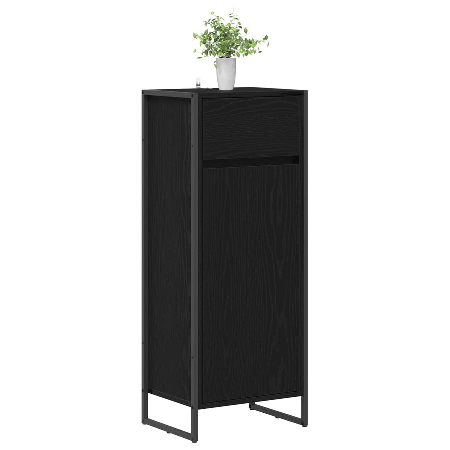 Badkamer Kast Zwart Eiken 40 x 30 x 100 cm Bewerkt hout