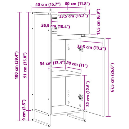 Badkamer Kast met lade Sonoma 40 x 30 x 100 cm Bewerkt hout