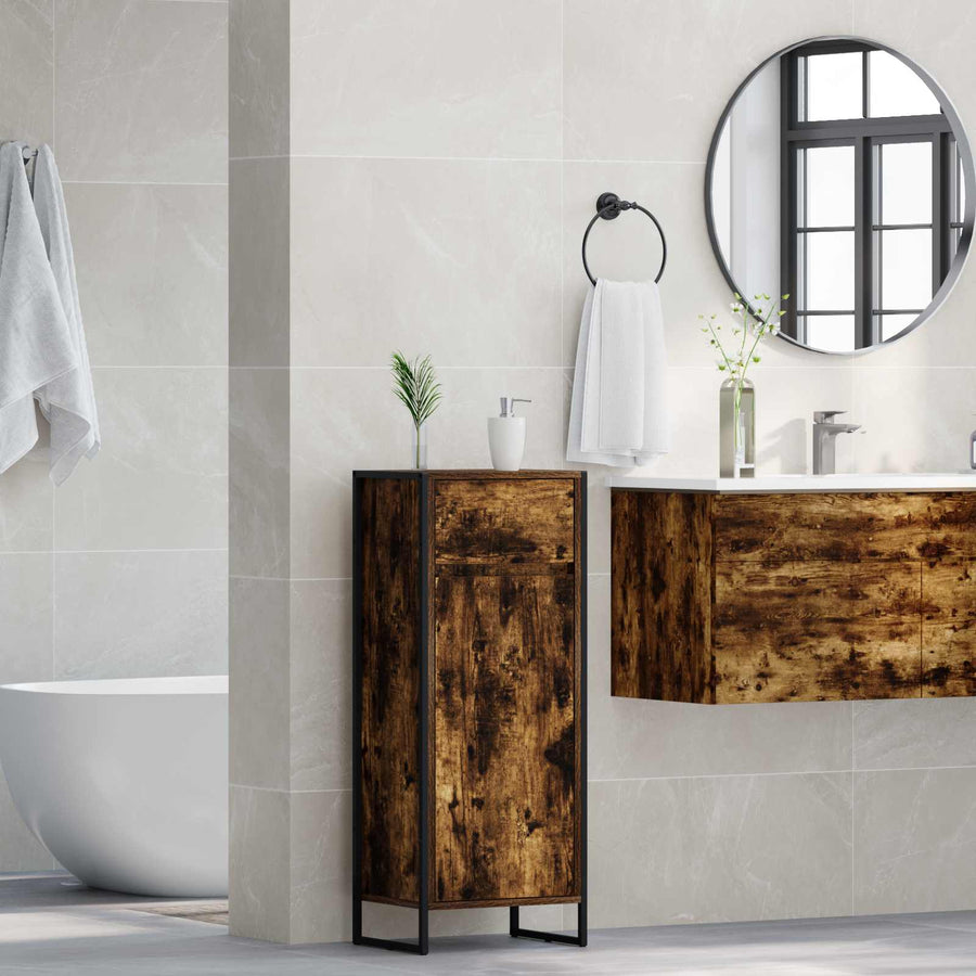 Badkamer Kast met lade Rook Eik 40 x 30 x 100 cm Bewerkt hout