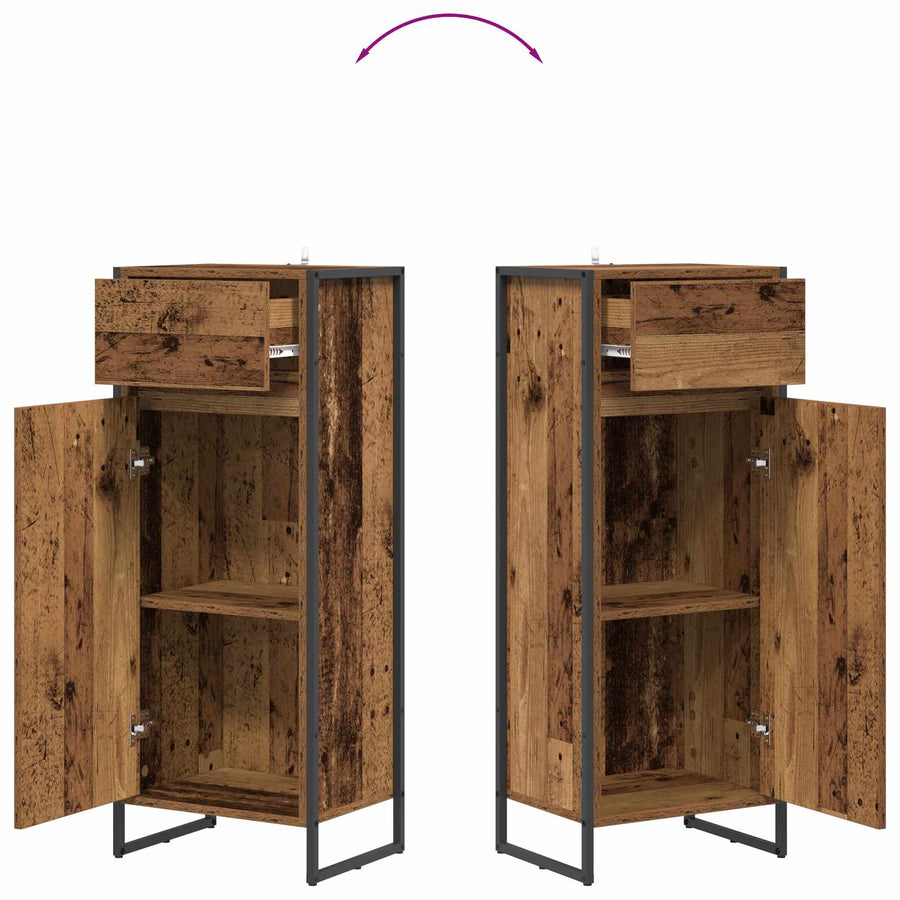 Badkamer Kast met lade Oud Hout 40 x 30 x 100 cm Bewerkt hout