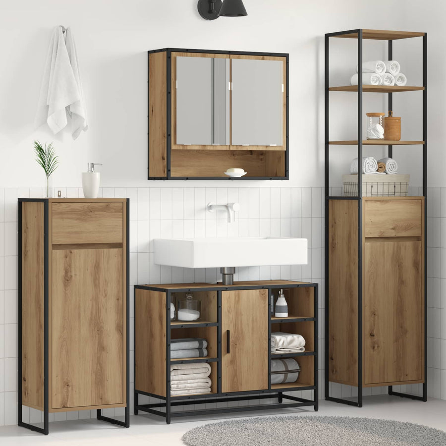 Badkamer Kast Ambachtelijk eiken 40 x 30 x 100 cm Bewerkt hout