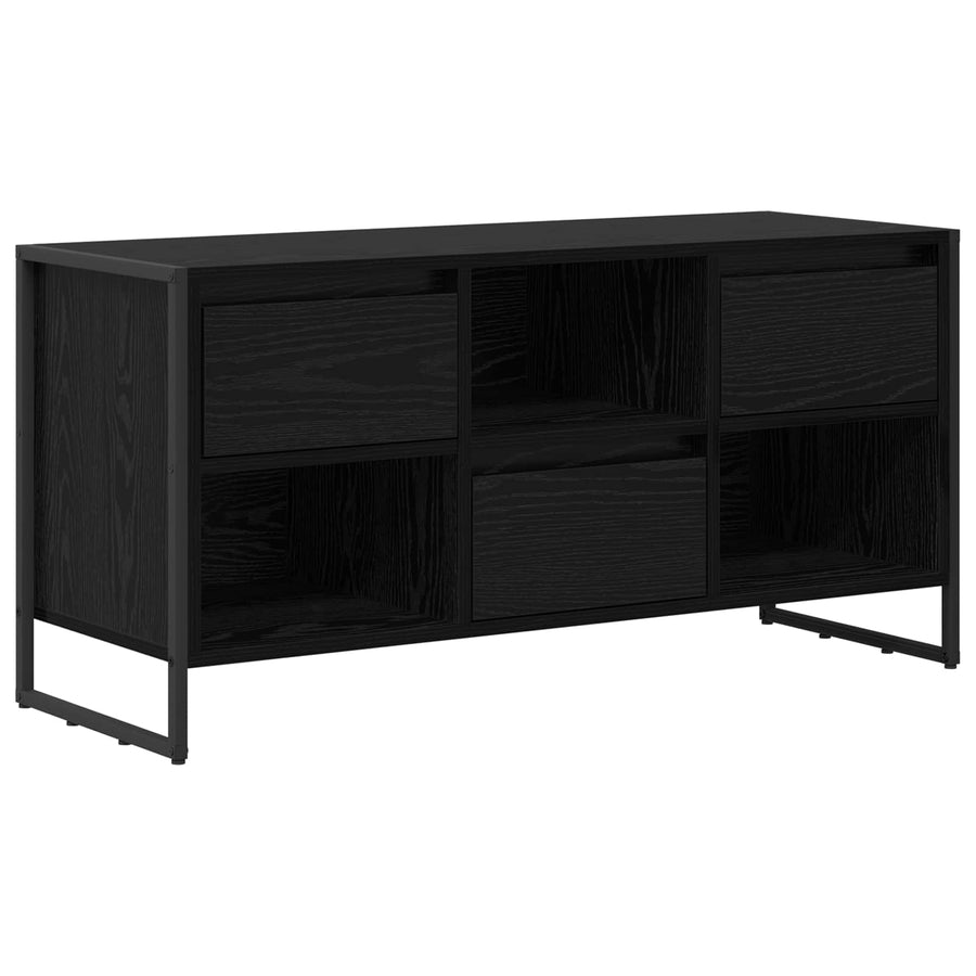 TV-kast met lade Zwart Eiken 100 x 36 x 49,5 cm Bewerkt hout