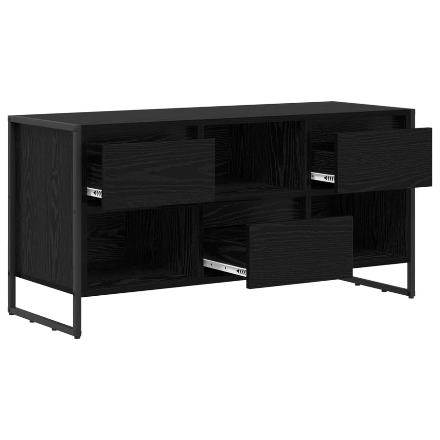 TV-kast met lade Zwart Eiken 100 x 36 x 49,5 cm Bewerkt hout