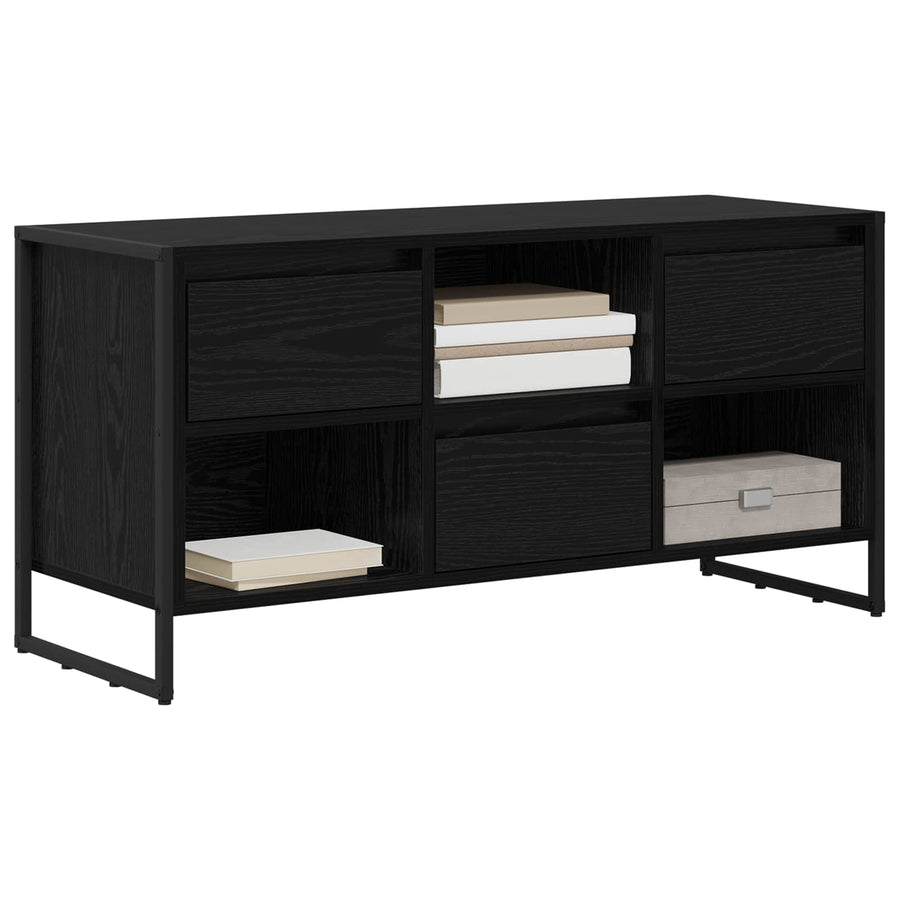 TV-kast met lade Zwart Eiken 100 x 36 x 49,5 cm Bewerkt hout
