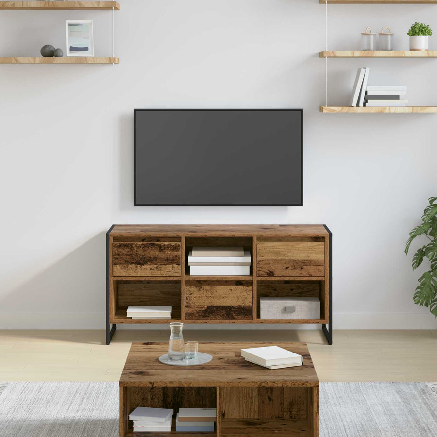 TV-kast met lade Oud Hout 100 x 36 x 49,5 cm Bewerkt hout
